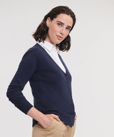 Russell Collection Women's V-Neck Knitted Cardigan