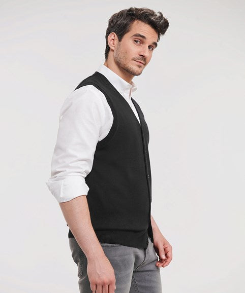 Russell Collection V-Neck Sleeveless Knitted Cardigan