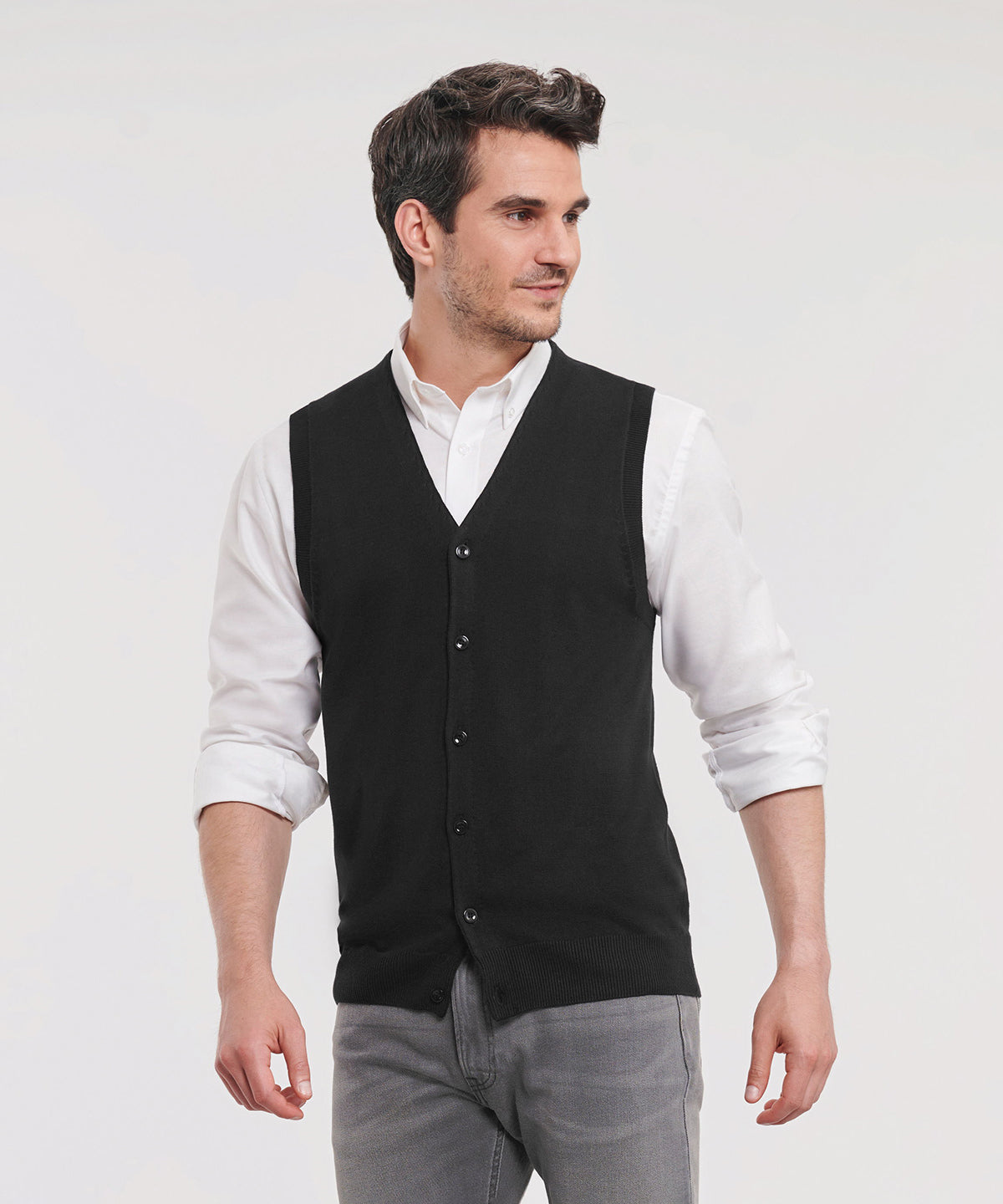 Russell Collection V-Neck Sleeveless Knitted Cardigan