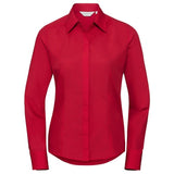 Russell Collection Women's Long Sleeve Polycotton Easycare Fitted Poplin Shirt