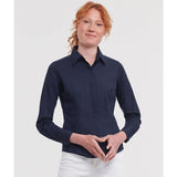 Russell Collection Women's Long Sleeve Polycotton Easycare Fitted Poplin Shirt