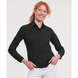 Russell Collection Women's Long Sleeve Polycotton Easycare Fitted Poplin Shirt