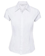 Russell Collection Women's Cap Sleeve Polycotton Easycare Fitted Poplin Shirt