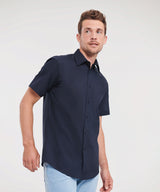 Russell Collection Short Sleeve Polycotton Easycare Tailored Poplin Shirt