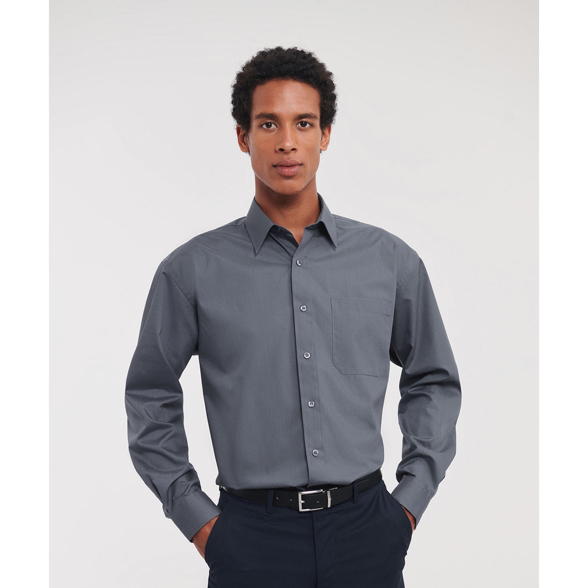 Russell Collection Long Sleeve Polycotton Easycare Poplin Shirt