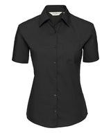 Russell Collection Women's Short Sleeve Pure Cotton Easycare Poplin Shirt