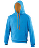 Awdis Just Hoods Varsity Hoodie - Sapphire Blue/Orange Crush*