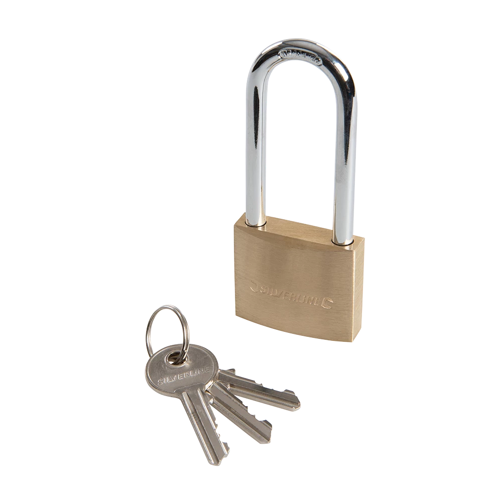 Silverline Brass Padlock Long Shackle