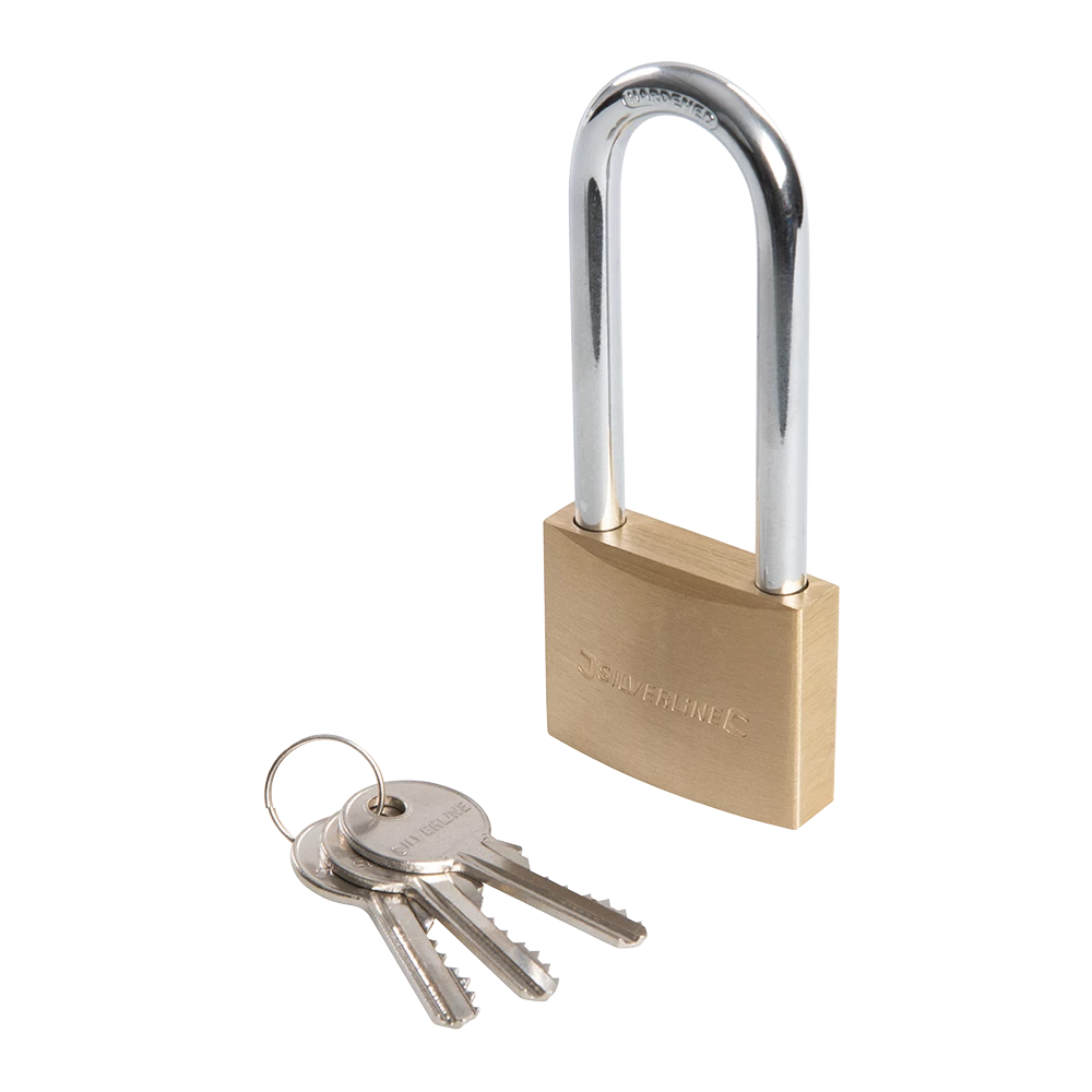 Silverline Brass Padlock Long Shackle