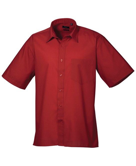 Premier Short Sleeve Poplin Shirt - Burgundy