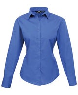 Premier Women's Poplin Long Sleeve Blouse - Royal