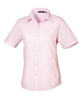 Premier Women's Short Sleeve Poplin Blouse - Pink