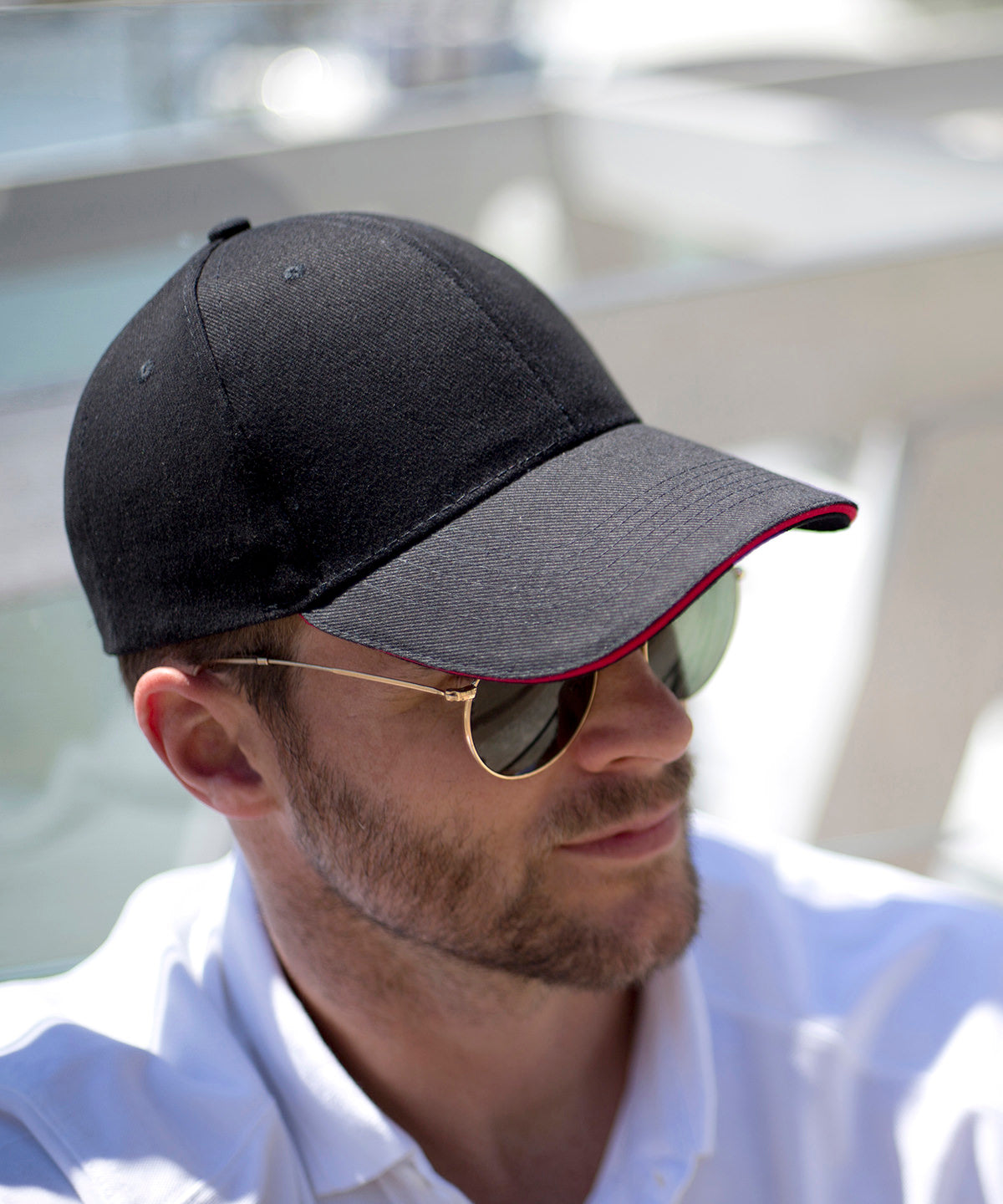 Result Headwear Memphis Brushed Cotton Low-Profile Sandwich Peak Cap