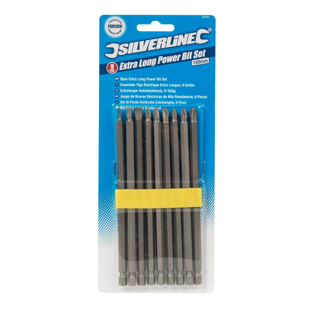 Silverline Extra-Long Power Bit Set 9Pce