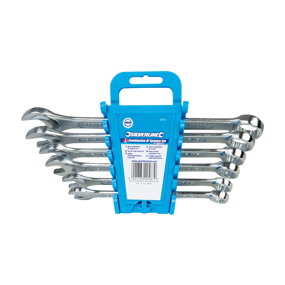 Silverline Combination Spanner Set 6pce (3/8" - 11/16" AF)