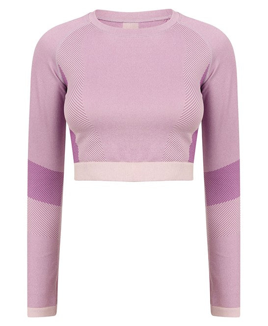 Tombo Women's Seamless Panelled Long Sleeve Crop Top