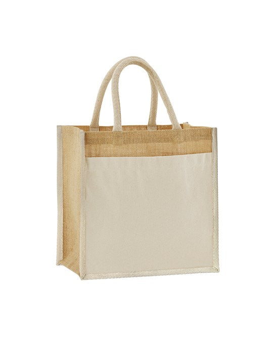 Westford Mill Cotton Pocket Natural Starched Jute Midi Tote