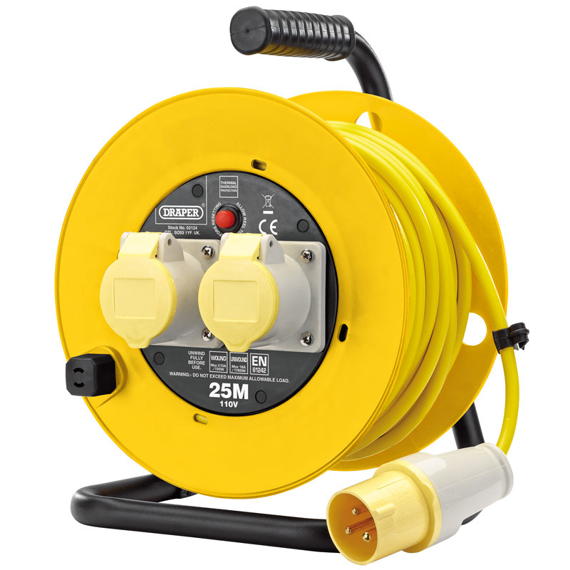 Draper 110V Twin Extension Cable Reel (25M)