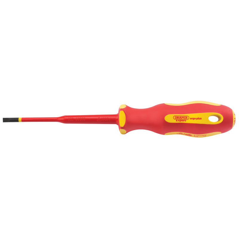 Draper Ergo Plus&#174; Slimline Plain Slot VDE Screwdriver (4.0mm x 100mm)