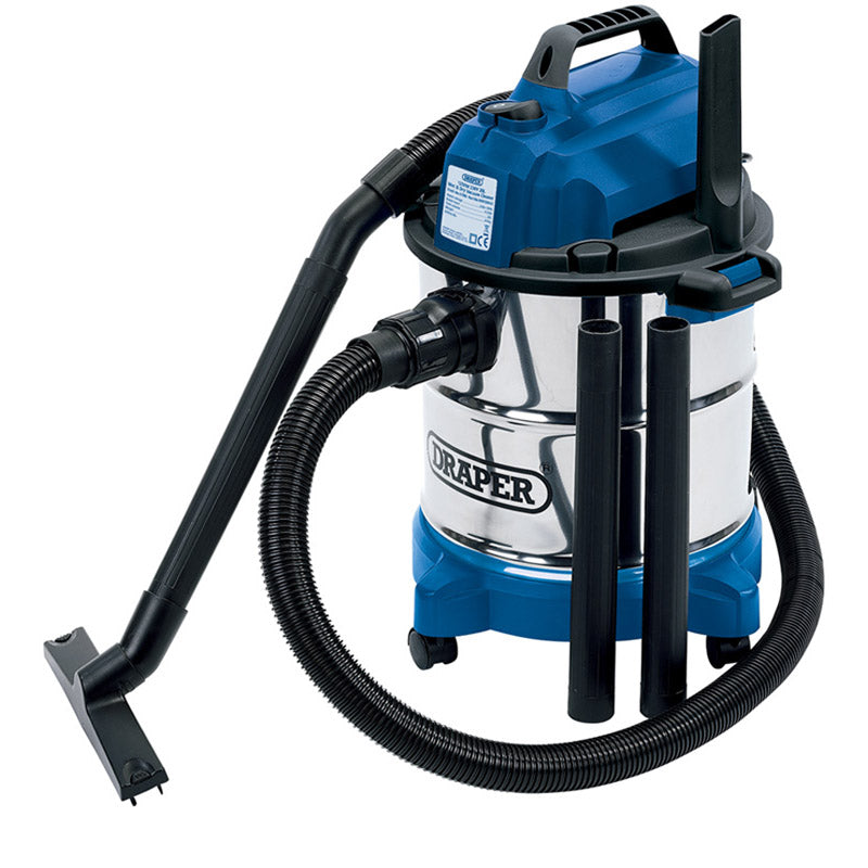 Draper 20L 1250W 230V Wet and Dry Vacuum Cleaner with Stainless Steel Tank