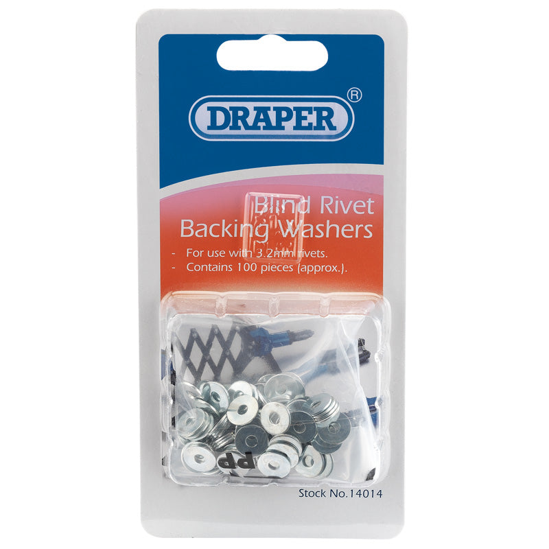 Draper 100 x 3.2mm Rivet Backing Washers