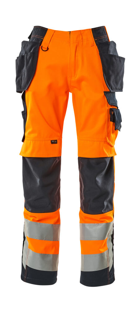 Mascot Safe Supreme Wigan Craftsmen's Trousers - Hi-Vis Orange/Dark Navy Blue