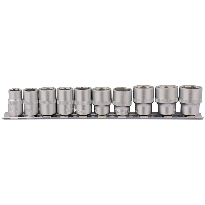 Draper 3/8" Square Drive Socket Set on Metal Rail (10 Piece)