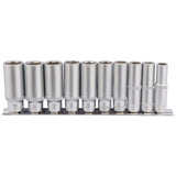 Draper 3/8" Square Drive Deep Socket Set on Metal Rail (10 Piece)