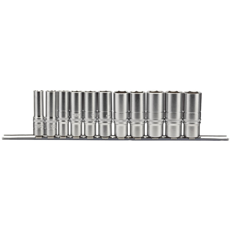 Draper 3/8" Sq. Dr. Imperial Deep Socket Set on Metal Rail (11 Piece)