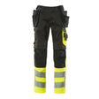 Mascot Safe Supreme Trousers with Holster Pockets #colour_black-hi-vis-yellow