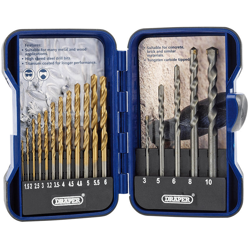 Draper Metric Combined HSS and Masonry Drill Bit Set (17 Piece)