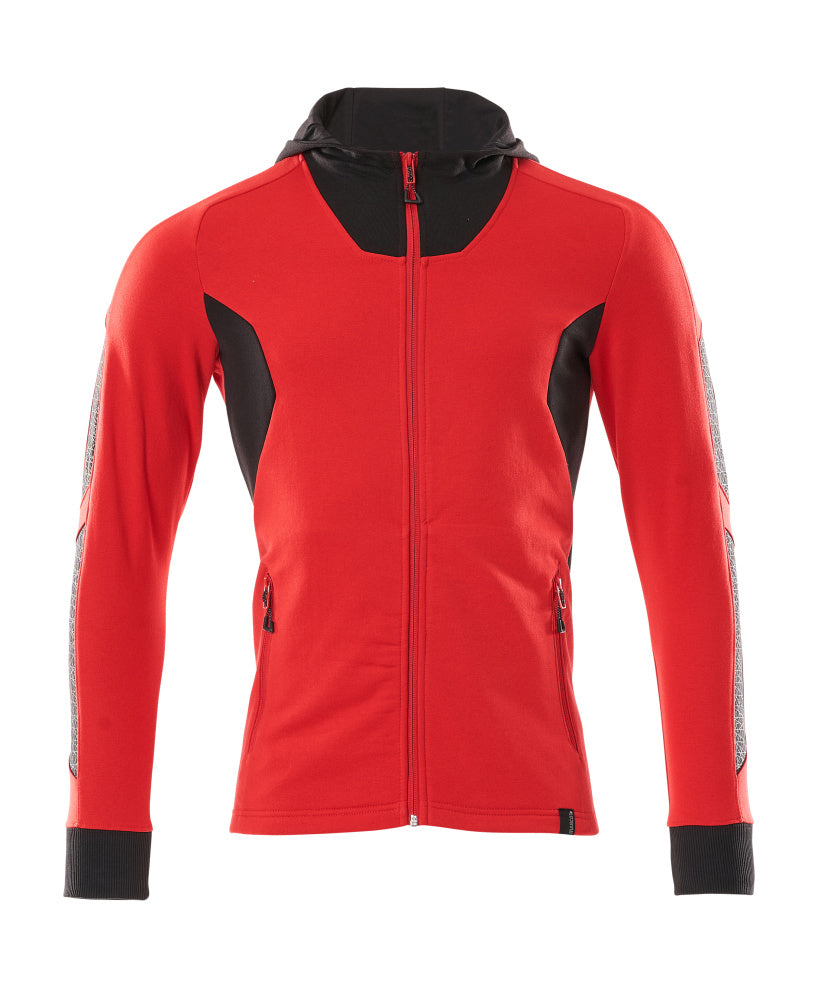 Mascot Accelerate Modern Fit Hoodie with Zipper #colour_traffic-red-black