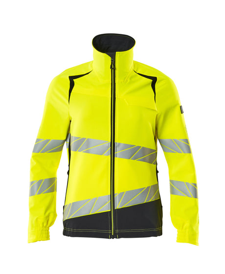 Mascot Accelerate Safe Ladies Fit Ultimate Stretch Work Jacket #colour_hi-vis-yellow-dark-navy