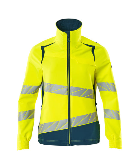 Mascot Accelerate Safe Ladies Fit Ultimate Stretch Work Jacket #colour_hi-vis-yellow-dark-petroleum