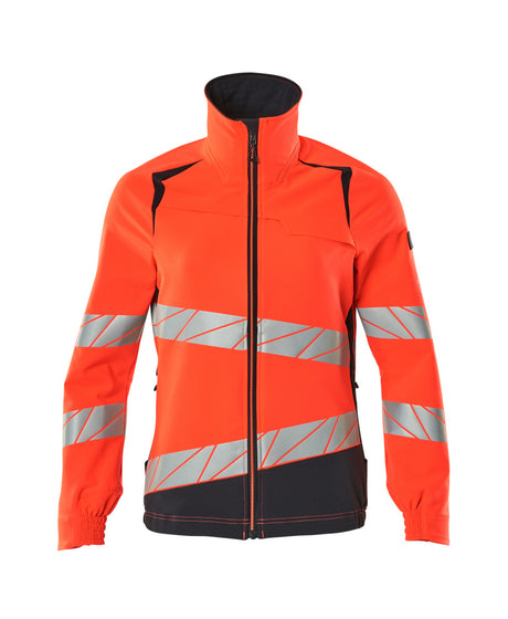 Mascot Accelerate Safe Ladies Fit Ultimate Stretch Work Jacket #colour_hi-vis-red-dark-navy