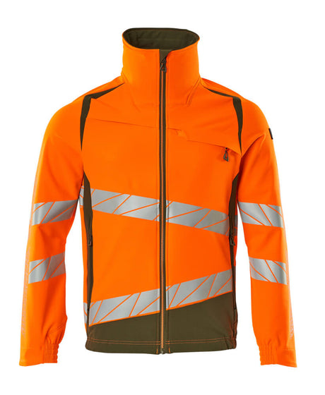 Mascot Accelerate Safe Ultimate Stretch Work Jacket #colour_hi-vis-orange-moss-green