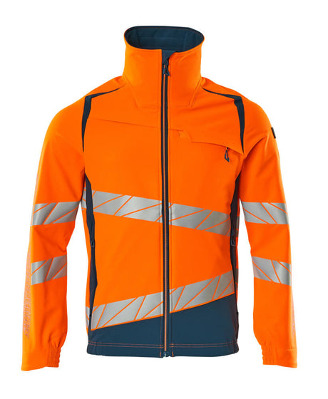 Mascot Accelerate Safe Ultimate Stretch Work Jacket #colour_hi-vis-orange-dark-petroleum