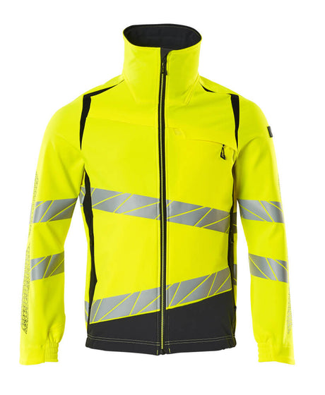 Mascot Accelerate Safe Ultimate Stretch Work Jacket #colour_hi-vis-yellow-dark-navy