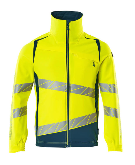 Mascot Accelerate Safe Ultimate Stretch Work Jacket #colour_hi-vis-yellow-dark-petroleum