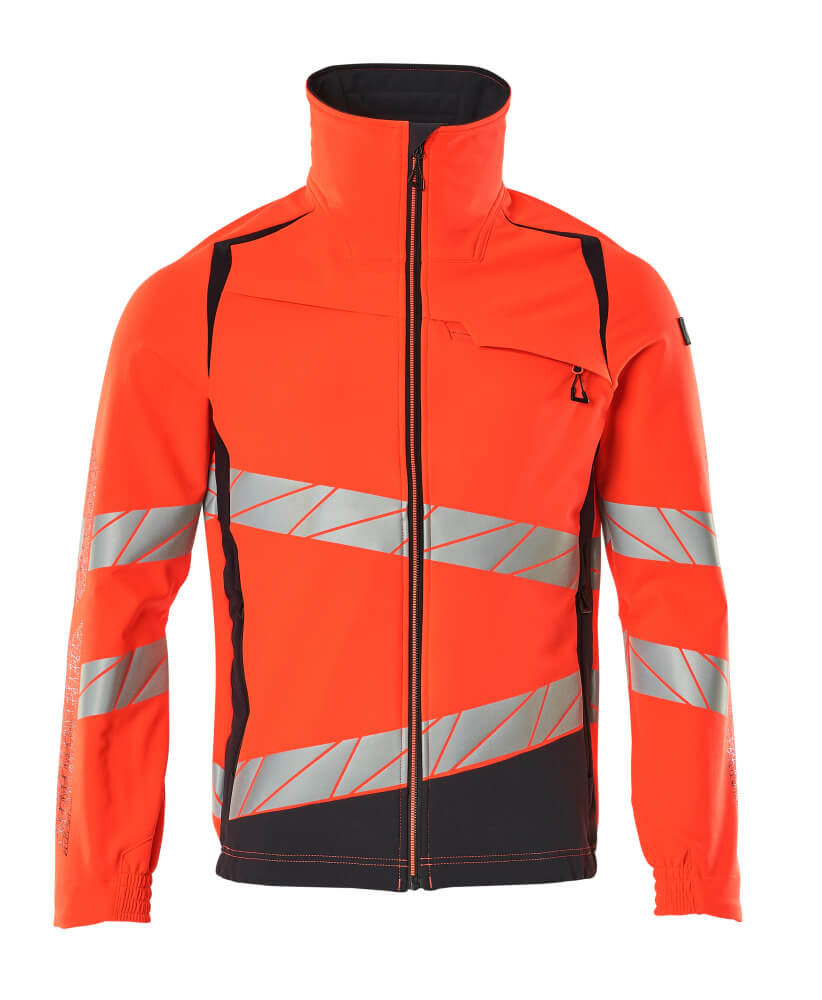 Mascot Accelerate Safe Ultimate Stretch Work Jacket #colour_hi-vis-red-dark-navy