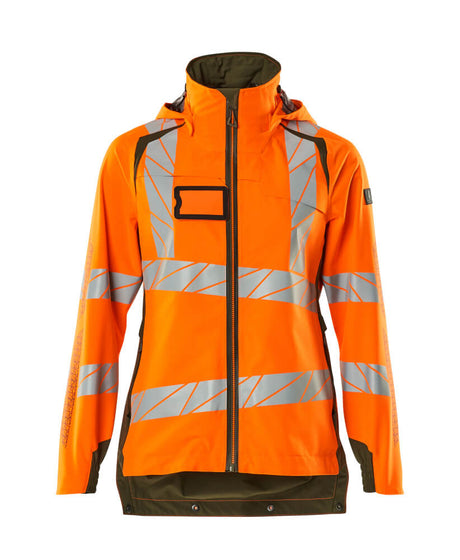 Mascot Accelerate Safe Ladies Lightweight Outer Shell Jacket #colour_hi-vis-orange-moss-green