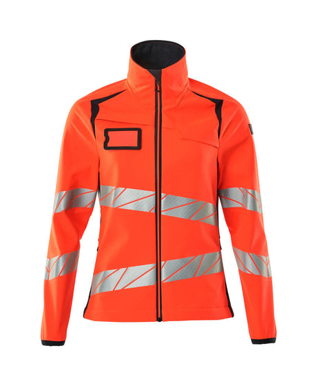 Mascot Accelerate Safe Ladies Fit Softshell Jacket #colour_hi-vis-red-dark-navy