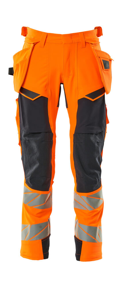 Mascot Accelerate Safe Trousers with Holster Pockets - Hi-Vis Orange/Dark Navy #colour_hi-vis-orange-dark-navy