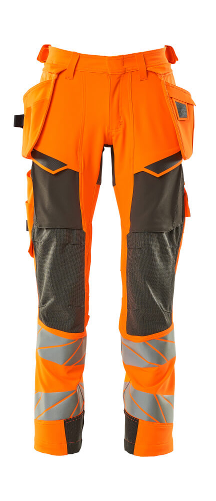 Mascot Accelerate Safe Trousers with Holster Pockets - Hi-Vis Orange/Dark Anthracite #colour_hi-vis-orange-dark-anthracite