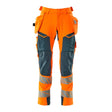 Mascot Accelerate Safe Trousers with Holster Pockets - Hi-Vis Orange/Dark Petroleum #colour_hi-vis-orange-dark-petroleum