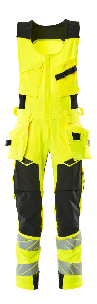 Mascot Accelerate Safe Bib & Brace Combi Suit #colour_Hi-vis-yellow-black