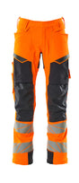 Mascot Accelerate Safe Trousers with Kneepad Pockets - Hi-Vis Orange/Dark Navy #colour_hi-vis-orange-dark-navy