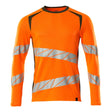 Mascot Accelerate Safe Modern Fit Long-Sleeved T-shirt #colour_hi-vis-orange-moss-green