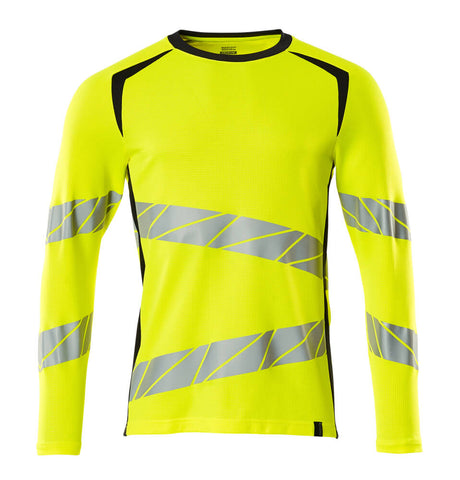Mascot Accelerate Safe Modern Fit Long-Sleeved T-shirt #colour_hi-vis-yellow-dark-navy