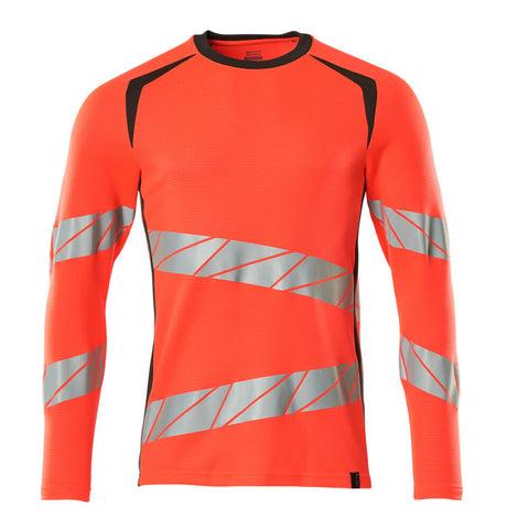 Mascot Accelerate Safe Modern Fit Long-Sleeved T-shirt #colour_hi-vis-red-dark-anthracite